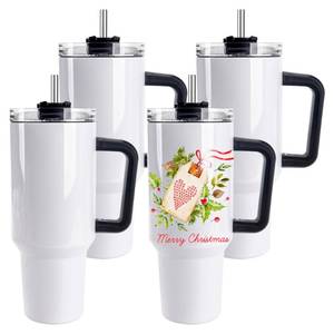 lot 62679 image: D�S 4 Pack Sublimation Tumblers 40 OZ with Handle Blank Insulated Large Tumbler Bulk, Coffee Travel Cups Stainless Steel Travel Mug for Diy Craft Heat Press Print