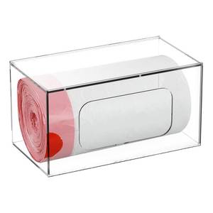 lot 62694 image: Trash Bag Dispenser Roll Holder,Wall Mount Acrylic Garbage Bag Dispenser Storage Box Holder for Kitchen Cabinet and Under Sink Organizer (10.4 x 5.5 x 5.5 inches)