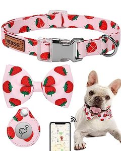 lot 62697 image: MIDOG AirTag Dog Collar, Fashion Dog Collar for Small Medium Large Dogs with Air Tag Holder Case, Adjustable Training Soft Nylon Air Tag Pet Collar with Quick-Release Metal Buckle (Strawberry, M)
