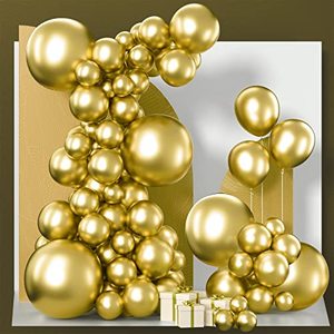 lot 62702 image: PartyWoo Metallic Gold Balloons, 140 pcs Gold Metallic Balloons Different Sizes Pack of 18 Inch 12 Inch 10 Inch 5 Inch Gold Balloons for Balloon Garland or Balloon Arch as Party Decorations, Gold-G101