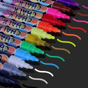 lot 62703 image: Liquid Erasable Chalk Markers Pens - 12 Colors Washable & Wet Erase Neon Makers for Blackboard, Chalkboard Signs, Glass Window, Graduation Celebration School Kids Art for Cars