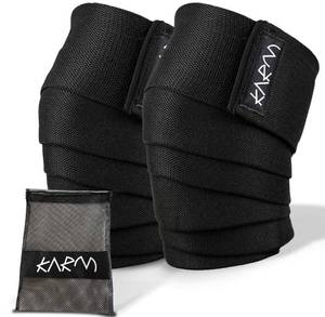lot 62704 image: KARM Knee Wraps for Weightlifting (Pair) with Bag - Knee Wraps for Squatting � Knee Strap Bands for Crossfit, Gym, WOD, Cross Training, Pain. Powerlifting Knee Support for Women, Men (78 inches)