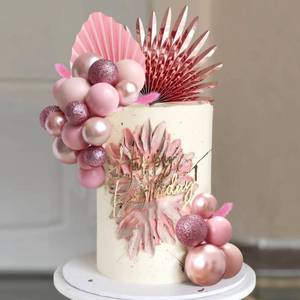 lot 62721 image: 38 PCS Balls Cake Toppers Palm Leaves Cake Decorations for Birthday Wedding Baby Shower Party Supplies Mothers Day (Rose Gold)