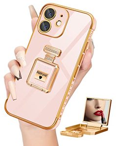 lot 62729 image: Buleens for iPhone 11 Case with Metal Perfume Bottle Mirror Stand, Cute Women Girly Heart Cases for iPhone 11 Phone Case, Elegant Luxury Phone Cover for 11 Phone Case 6.1