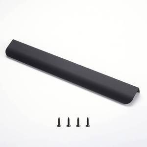 lot 62742 image: sunlithor Edge Black Finger Pulls for Cabinet Kitchen Hardware Drawer Pull Cupboard Flat Hidden Dresser Bar Door Long Handles for Furniture 5Pack Modern 11.81 Overall Length Easy Installation