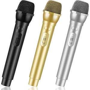 lot 62743 image: Sanwuta 3 Pack Microphone Prop Play Plastic Toy Microphone Fake Microphone Simulate Speech Practice Plastic Microphone Fake Mic for Christmas Karaoke Fun Stage Costume Prop Birthday Party, 3 Color