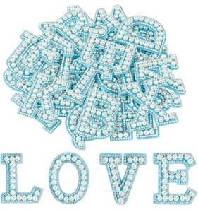 lot 62758 image: Morcheiong 26Pcs Pearl Rhinestone Letter Patches Self Adhesive A-Z, Stick on Pearl Letter Patches for Clothes, Fabric, Backpack (Blue)