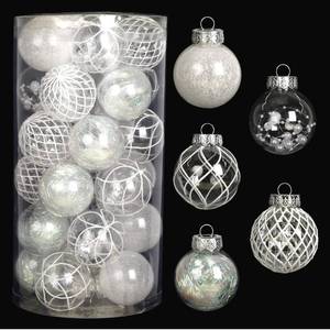 lot 62778 image: Clear Christmas Ball Ornaments, 30ct 2.36 Inch White Christmas Ornaments Balls for Christmas Tree with Delicate Stuff Shatterproof Hanging Xmas Tree Baubles Decorations for Wedding Christmas