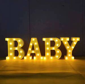 lot 62792 image: LED Light up letter BABY Sig, Led Baby Word Box Logo, Home Bedroom, Nursery Room, Table Wall Decoration, Warm White Light Emitting Letters, Baby Shower Decoration (BABY)