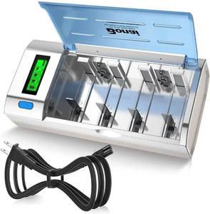 lot 62796 image: BONAI LCD Battery Charger for C D AA AAA 9V NiMH NiCD Rechargeable Batteries with Discharge Function and AC Plug Fast Charging