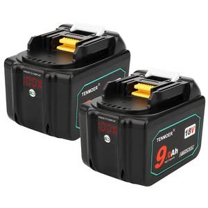 lot 62940 image: TENMOER 18V 9.0Ah BL1890 Replacement Battery Compatible with Makita 18V BL1830B BL1860B Cordless Drill with LED Screen Display,2-Pack - Retail $96.52
