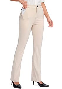 lot 62948 image: Rammus 28303234 Womens Yoga Dress Pants with Zipper Pocket Stretch Work Pants for Women Straight Leg Slacks for Office Business Casual Beige medium