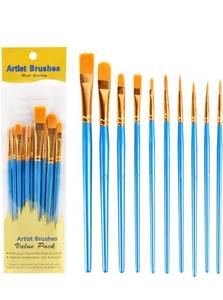 lot 62965 image: Paint Brushes Set, 10Pcs Round Pointed Tip Artist Paintbrushes for Acrylic Oil Watercolor, Face Nail Art, Kids Adult Drawing Arts Crafts Supplies (Blue)