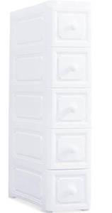 lot 62975 image: Conworld Super Light Weight Slim Plastic Bathroom Storage, Self-Assembling Organizer 5 Tier Cart with 4 Wheels (Product Comes with Installation Instructions