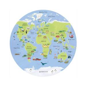 lot 63199 image: Talking Tables 1000 Piece World Map Puzzle for Adults Unique Circular Jigsaw with Famous Landmarks, Travel Gifts, Present PUZZ-MAP-World Blue