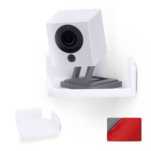 lot 63208 image: Mini Corner Shelf Mount for Security Cameras, Baby Monitors, Speakers, Plants & More, Universal Holder, Strong Adheasive, Easy to Install, No Mess, Screwless by Brainwavz (White)