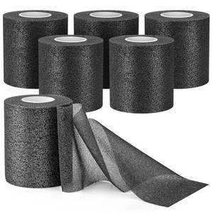 lot 63216 image: AYNAUHX 6 Pack Pre Wrap for Hair Soccer, Black Athletic Prewrap Tape Headbands, Foam Sport Underwrap Pre-Wrap, 2.76 Inches X 12 Yards - Black