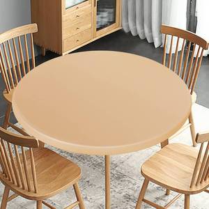 lot 63220 image: Obstal Fitted Round Table Cloth, Reversible Waterproof Stain Resistant Elastic Stretch Tablecloth, Wipe Clean Table Cover for OutdoorIndoor Use, Fits Round Tables up to 40 - 44 Diameter, Champgane