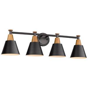 lot 63229 image: FEMILA Bathroom Vanity Light, 4-Lights Bathroom Light Fixtures Over Mirror, Modern Wall Mounted Lamp, Hammered Metal Shade, 4FG59B-4W BK