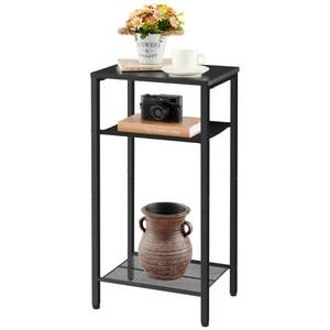lot 63231 image: Hoctieon 3 Tier End Table, Telephone Table, Tall Side Table with Storage, Small Nightstand for Small Spaces, Metal Frame, For Living Room, Bedroom, Sofa Couch, Hall, Easy Assembly, Black