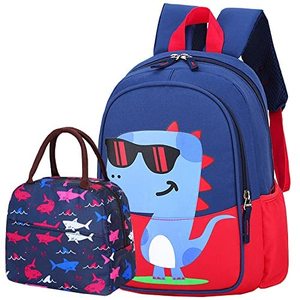 lot 63237 image: POWOFUN Kids Preschool Kindergarten Backpack Lightweight Cool Cute Cartoon Travel Backpack With Lunch Bag For Boys Girls