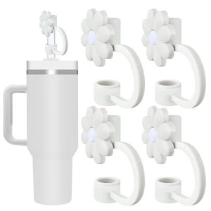 lot 63238 image: Velaco 4 PCS Silicone Straw Covers Cap Compatible with Stanley 20 30&40 Oz Cup, 10mm Cute Flower Straw Toppers for Tumblers, Dust-Proof Drinking Straw Caps for Reusable Straws Tips Lids