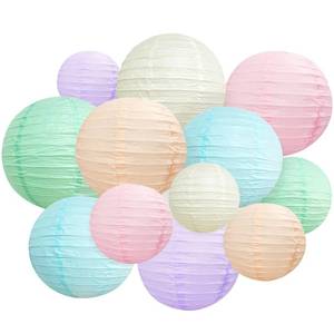 lot 63247 image: ANSOMO Pastel Rainbow Paper Lanterns Party Decorations Light Pink Blue Purple Mint Green Peach Ivory Hanging Wedding Birthday Baby Shower Bridal Colorful Ice Cream Easter Macaron 12 Pcs 12 10 8 6