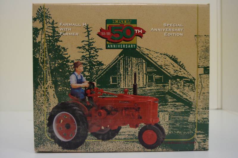 lot 2037 image: ERTL Farmall H Tractor wFarmer, 50th Anniversary Special Edition, 116 scale, NIB