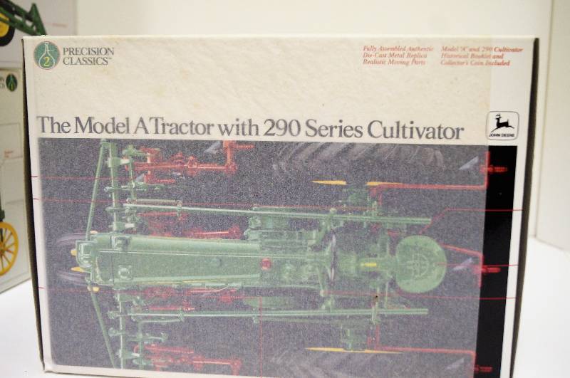 lot 2068 image: ERTL Precision John Deere Model A Tractor w290 Series Cultivator, 116, No. 5633, NIB