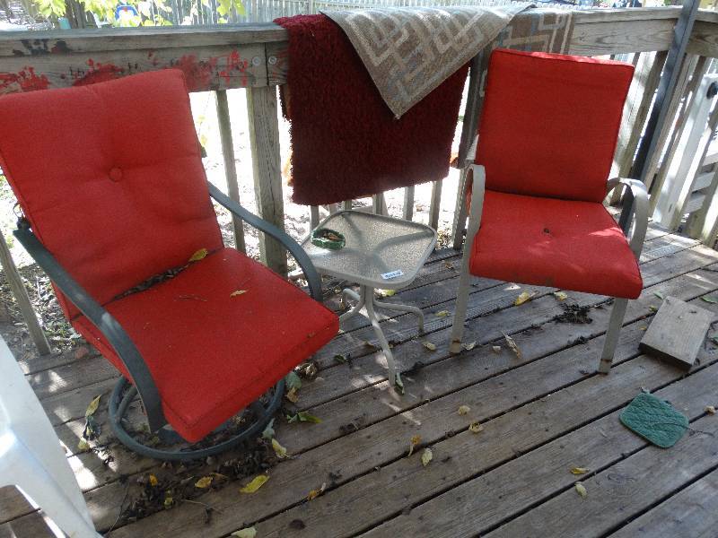 lot 217 image: 2-Patio Chairs and a Patio chair.