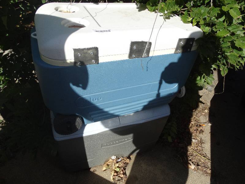 lot 238 image: 1- Igloo cooler and 1- Rubbermaid.