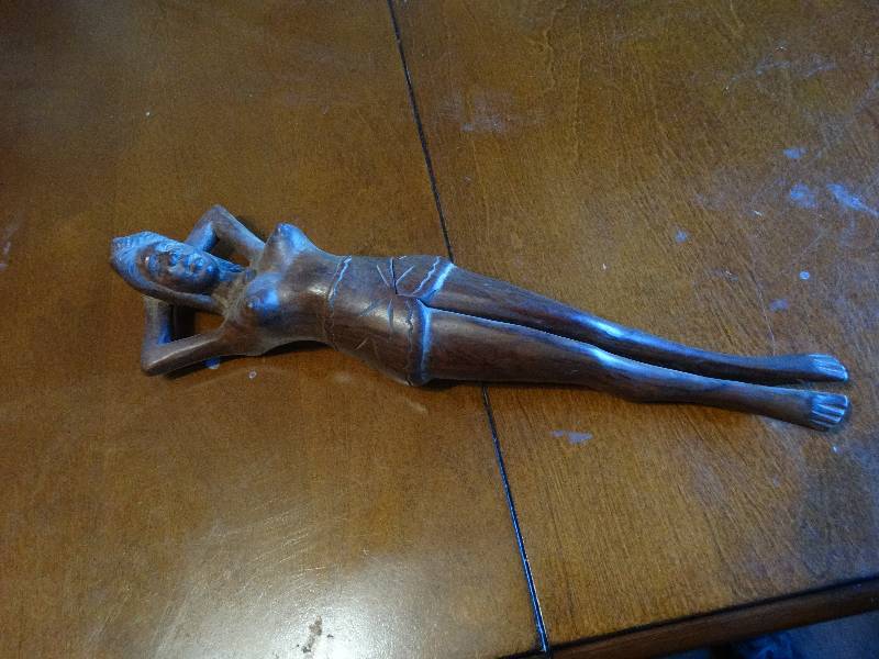 lot 263 image: Wood carved naked lady nutcracker.