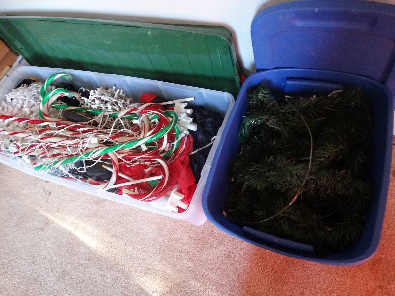 lot 335 image: Large lot of various Christmas items- Lights, blow ups, yard decor