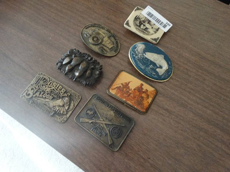lot 349 image: 7 various belt buckles