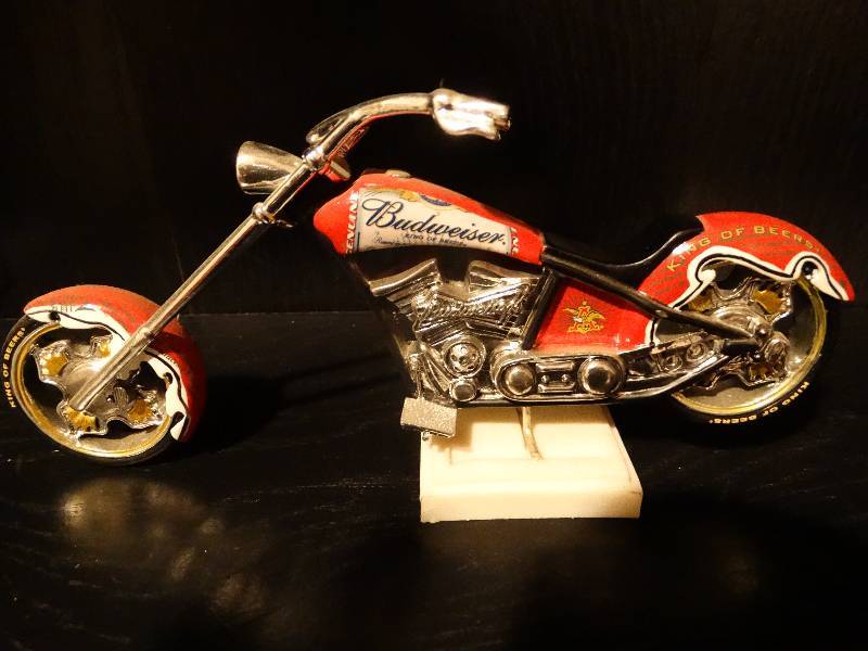 lot 412 image: Budweiser collection-Budweiser chopper #10651 collectable ceramic motorcycle.