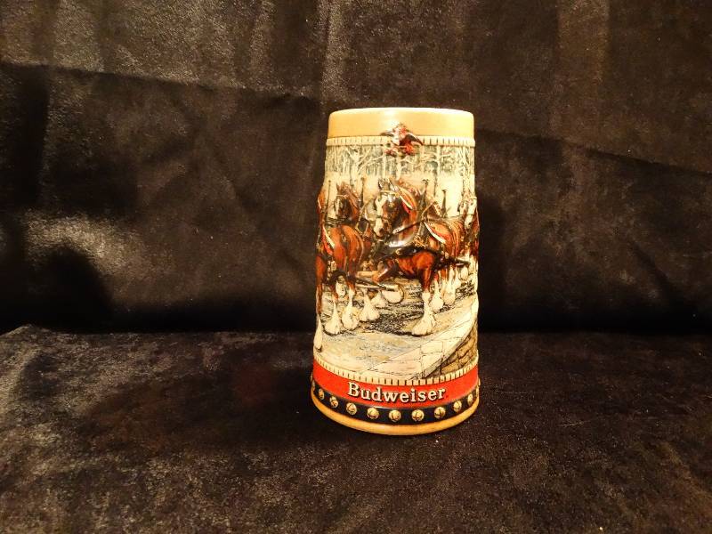 lot 465 image: 1988 Budweiser Christmas Holiday beer stein