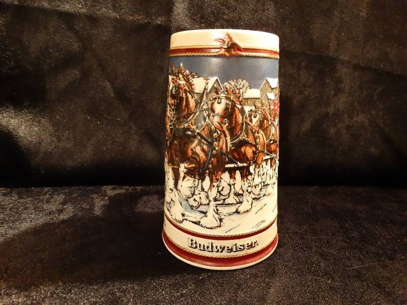 lot 468 image: 1989 Budweiser Holiday beer stein