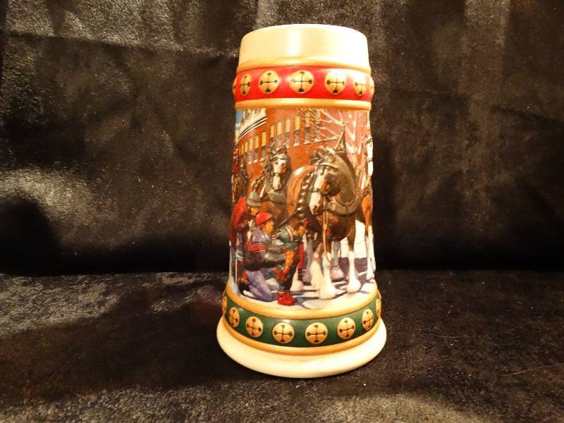 lot 469 image: 1993 Budweiser Holiday beer stein