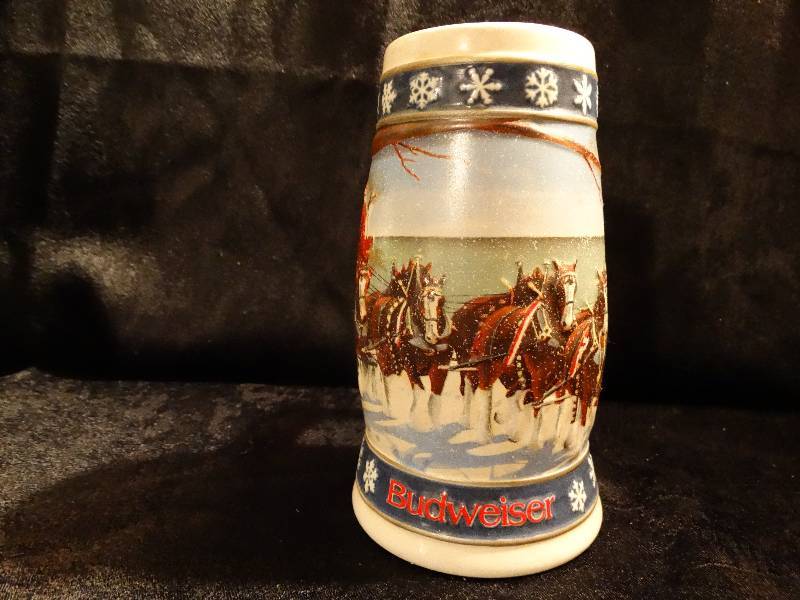 lot 470 image: 1995 Budweiser Holiday beer stein