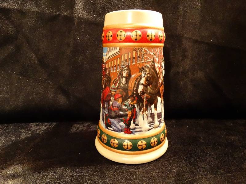 lot 472 image: 1993 Budweiser Holiday beer stein