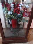 Vases, faux flowers, candy dish