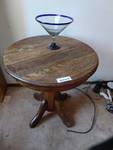 Round oak lamp table