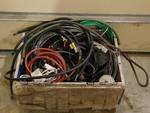 Lot of wire, cable, plugs in tote.