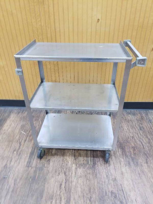 lot 5614 image: Stainless steel 3 shelf rolling cart