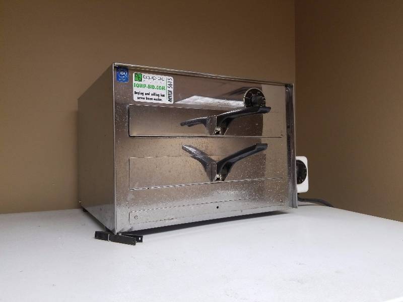 lot 5615 image: Stainless steel 2 drawer pizza oven with timer
