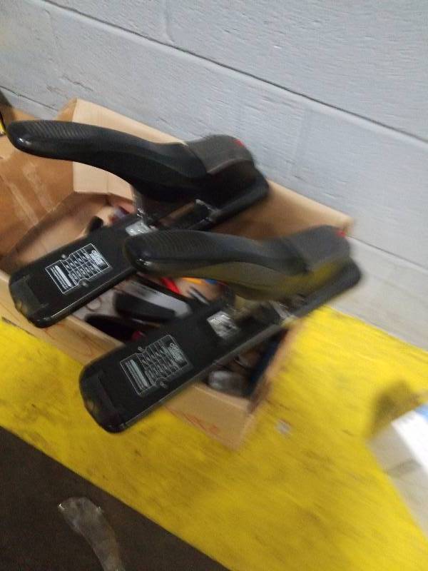 lot 5726 image: 2 heavy duty staplers and Box of office supplies