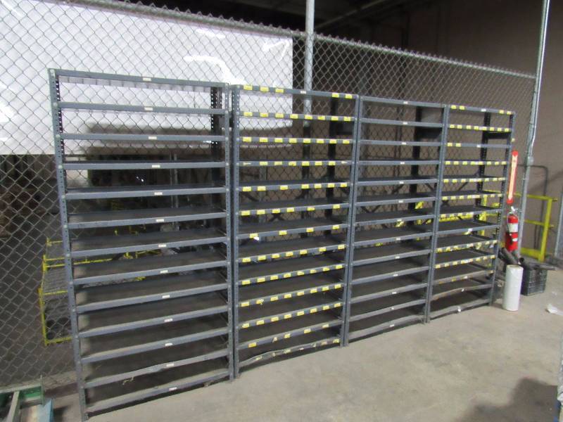 lot 1279 image: Set Of (4) 36 X 12 Gray Metal Shelves