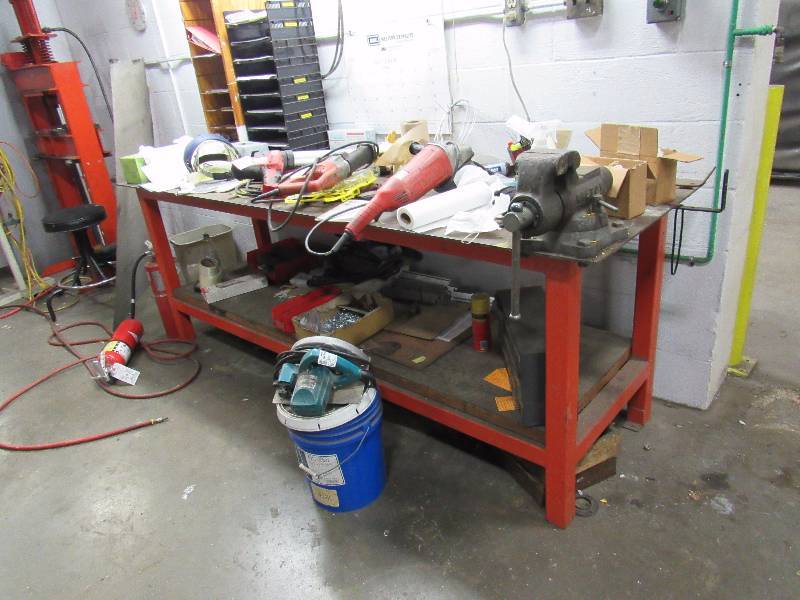 lot 1307 image: (2) Heavy Duty Metal Shop Tables