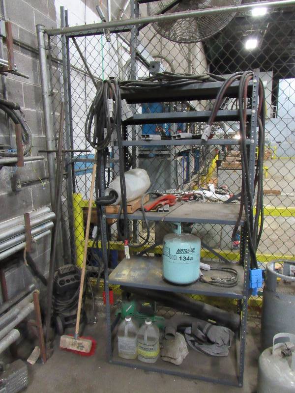 lot 1326 image: Industrial Gray Metal Shelf With Contents