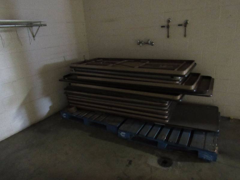 lot 5777 image: Stack Of Older Folding Laminate Top Tables